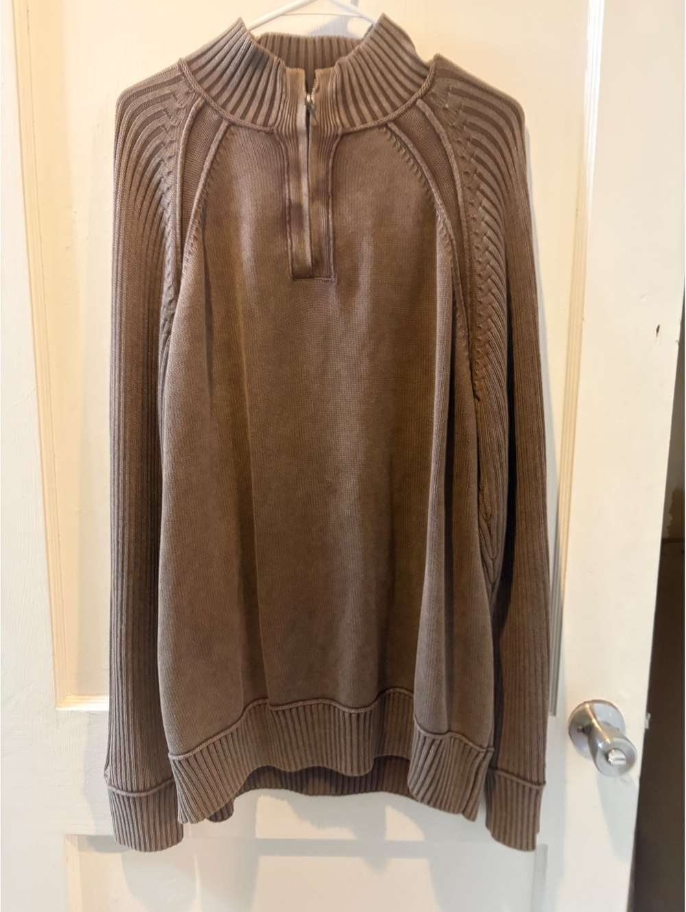 FX Fusion brown half-zip mock neck sweater